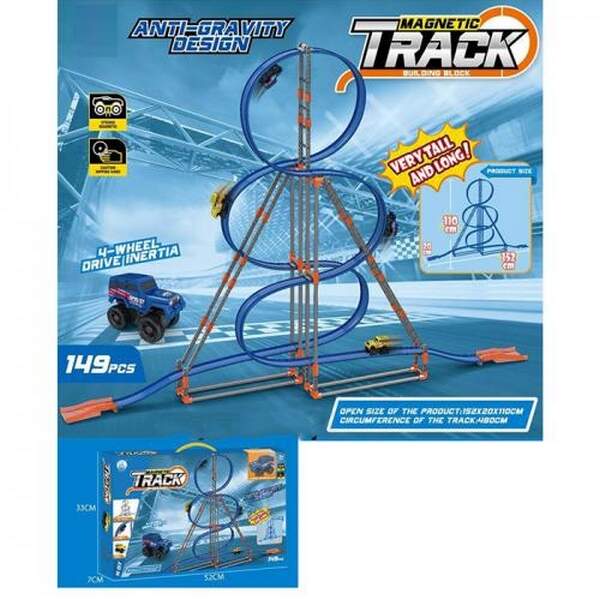 Трек 679-608A (9шт) 152-20-в110см, оберт360, машинка 7,5см-інерц, 149дет, в кор-ці, 52-33,5-7см (шт.)