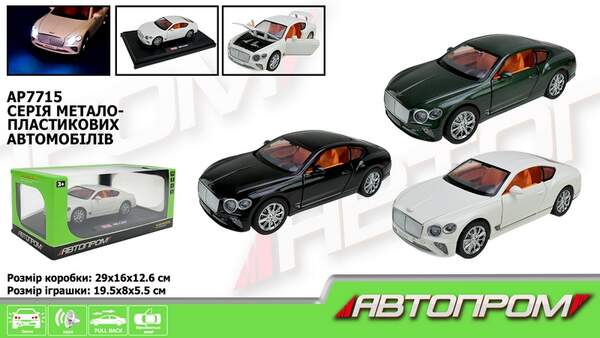 Машина мет. АВТОПРОМ арт. AP7715 (12шт) 1:24,3 кольори, батар, світ., звук, двері відкр., в короб.29 (шт.)