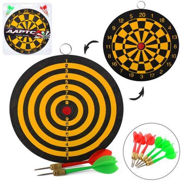 Дартс MS 4222 (24шт) 17 дюймів, дротики з голкою 6шт, двосторонній, в слюді, 44-47-2см (шт.)