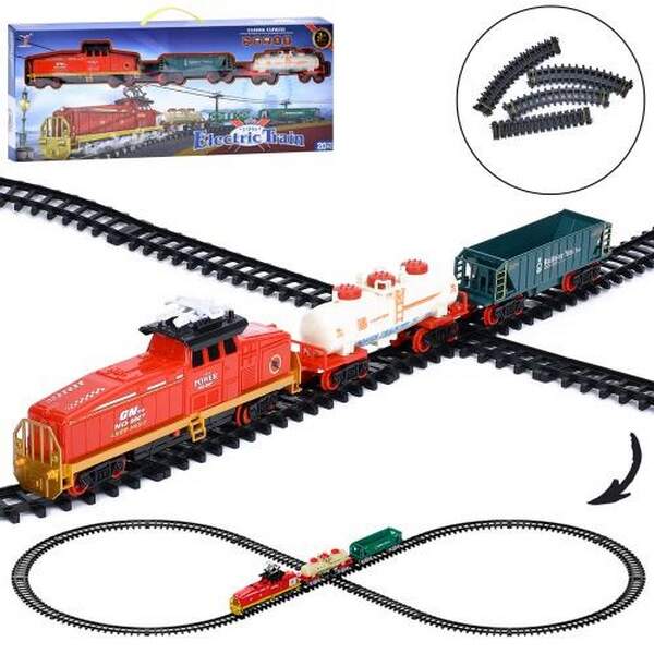 Залізниця 2099-3 (24шт) 160-69см, локомотив, звук, світло, 2 вагони, 20дет, на бат-ці, в кор-ці, 66- (шт.)