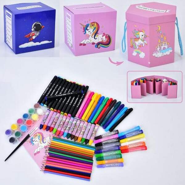 Набір для творчості MK 5435 (6шт) 83предм, фарби, олівці, фломастери, кліпси, віск.крейда, 2 види, в (шт.)