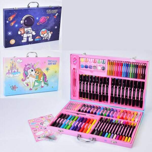 Набір для творчості MK 5439 (10шт) 152предм, фарби, олівці, фломастери, віск.крейда, скріпки, 2 види (шт.)