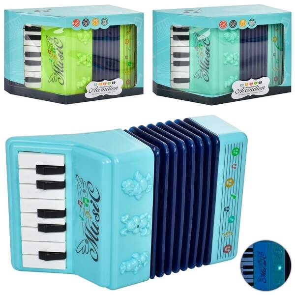 Гармошка 2023 (36шт) 22см, муз, світло, 2 режими, 3 кольори, на бат-ці, в кор-ці, 22,5-9,5-9,5см (шт.)