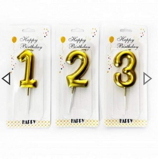 Свічка для торта ДАТА блістер (12 шт/уп. одна цифра), арт.648 (шт.)