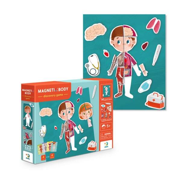 200220 Магнітне тіло (1 магнітна дошка, 124 магнітних елемента, 16 карток) 200220 (шт.)