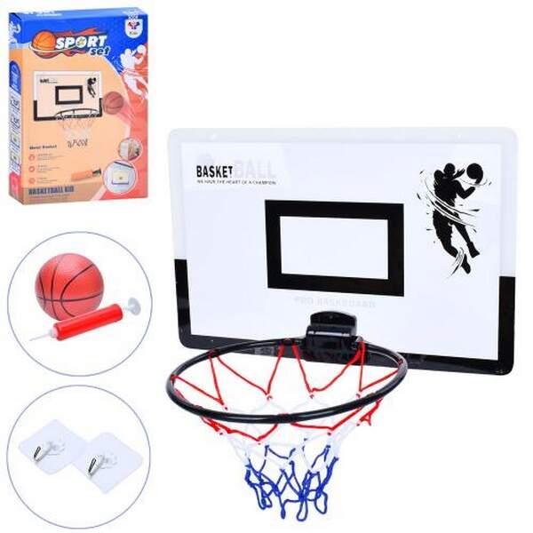 Баскетбольне кільце MR 1174 (12шт) щит пластик 40-26см, кільце пластик 24см, сітка, м'яч, насос, в к (шт.)