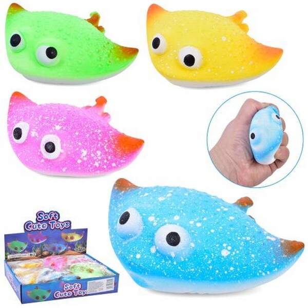 Іграшка MS 3827 (144шт) скат, антистрес, 11-9см, борошно, у пакеті, 12шт(4кольори) в дисплеї, 28-6-1 (шт.)