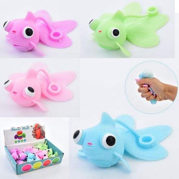 Іграшка MS 4007-2 (144шт) рибка, 12см, антистрес, борошно, довга ручка, 4 кольори, 12шт в дисплеї, 2 (шт.)