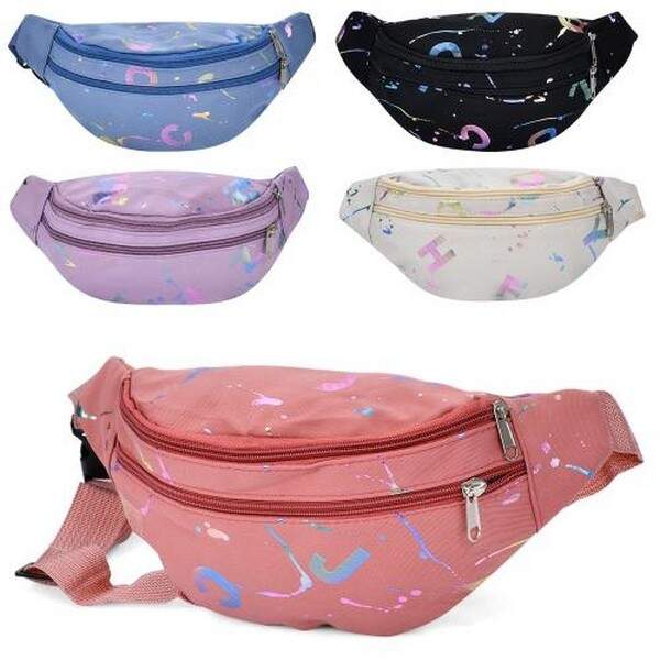 Сумка MK 5497 (50шт) бананка, 33-16-3см, 3 відділення, застібка-блискавка, 5 кольорів, у пакеті, 22- (шт.)