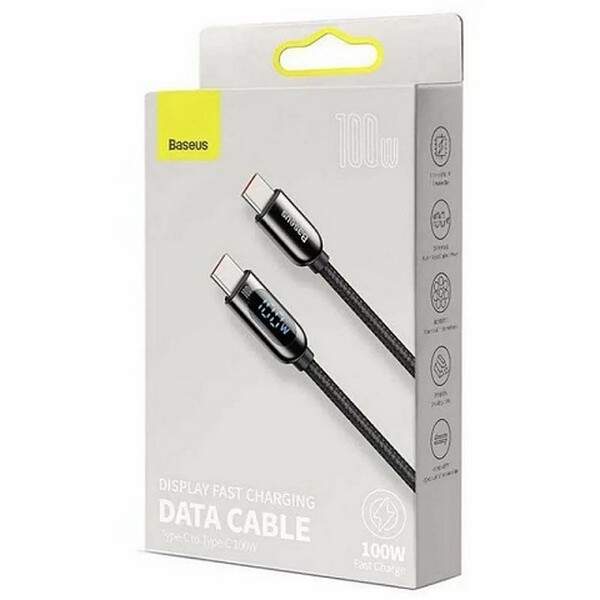 Кабель Baseus Display Fast Charging Data Cable Type-C to Type-C 100W 1м Black (CATSK-B01) (шт.)