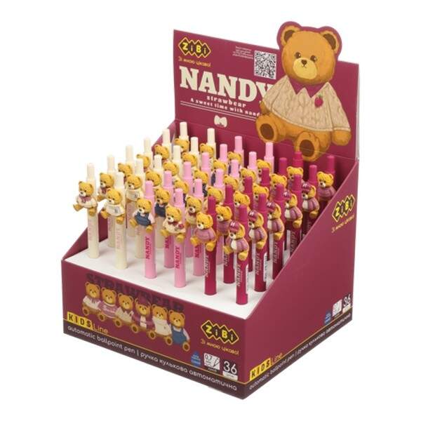 Ручка кулькова автоматична, BEAR TOY, 0,7 мм, синя ZB.2237 (36шт в уп) (шт.)