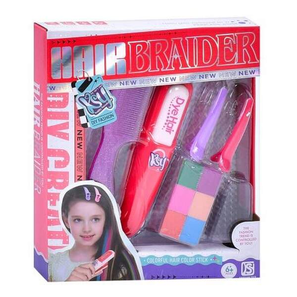 Косметика KSY909 (72шт) крейда для волосся 6 кольорів, пристрій для фарбування, гребінець, шпильки, (шт.)