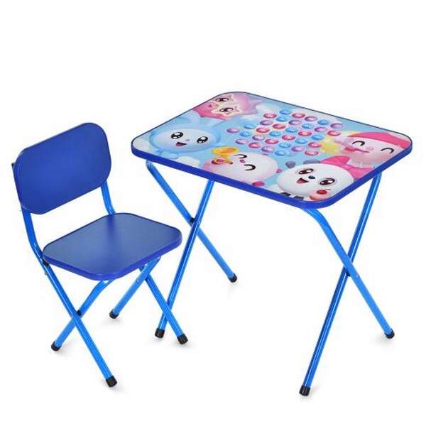 Столик M 5971-4 (1шт) 59,5-44см, 1 стільчик, складний, в кор-ці, 65-55,5-7см, МШ, укр.абетка, синій (шт.)