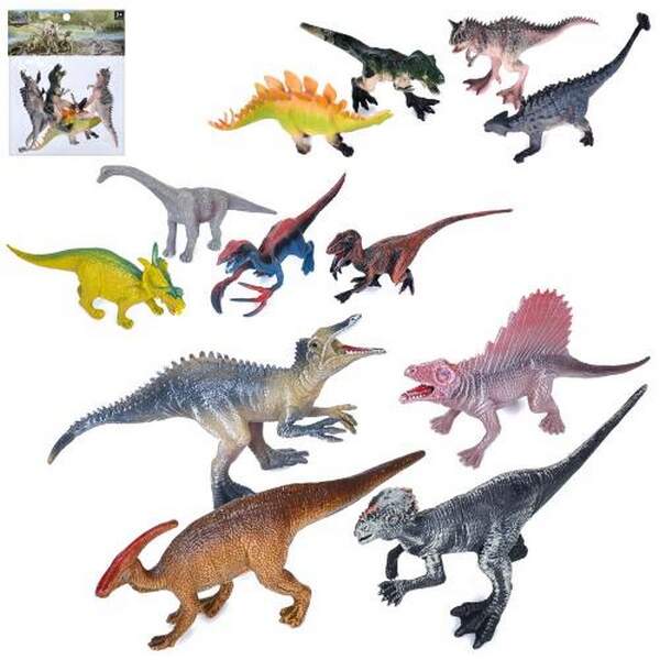 Фігурка 1698A-7-8-9 (120шт) набір динозаврів, 4шт, від 14см до 16см, 3 види, у пакеті, 19,5-25-3,5см (шт.)