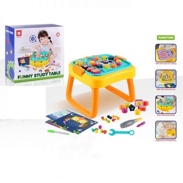 Гра 835 (18шт) столик, 29,5-29-24,5см, ігрова панель двостороння, картки, сортер, годинник-тріскачка (шт.)