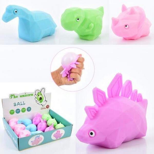 Іграшка MS 4017 (144шт) динозавр, від 11см, антистрес, борошно, 4 види, 12шт в дисплеї, 27-20-6,5см (шт.)