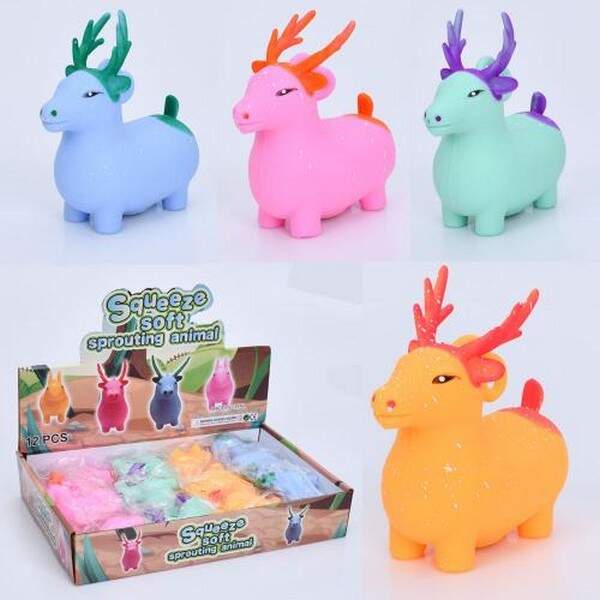 Іграшка MS 4142 (144шт) антистрес, оленя, 10см, борошно, пакет, 4 кольори, у пакеті, 12шт в дисплеї, (шт.)