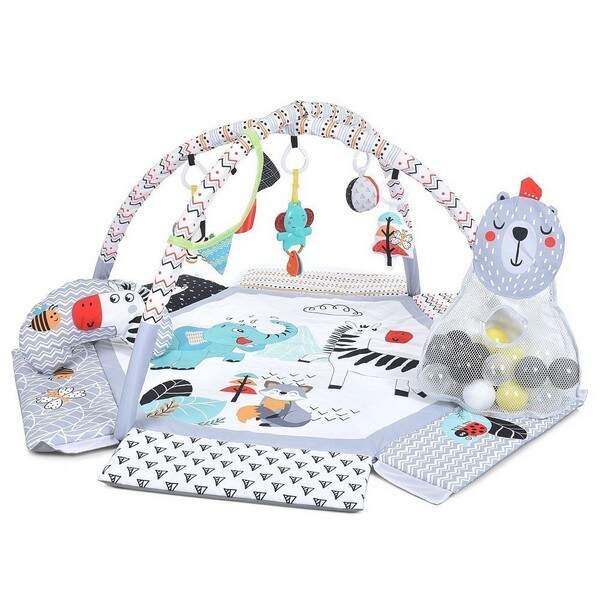 Килимок для немовляти ME 1171 Gray (8шт) 2в1 килимок-бассейн, 4 підвісні іграшки, флажки, 30 різнок. (шт.)