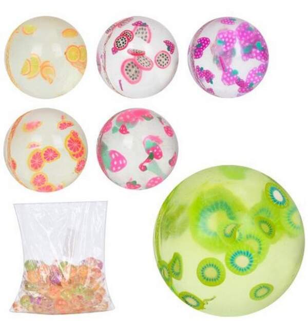 Стрибун MS 4006-6 (600шт) 32мм, мішура-фрукти, мікс кольорів, упаковка 100шт у пакеті (шт.)