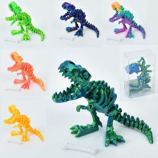 Фігурка 3D38 (100шт) динозавр/скелет динозавра, 17см, 3D-принт, декор, антистрес, рухливий, мікс кол (шт.)