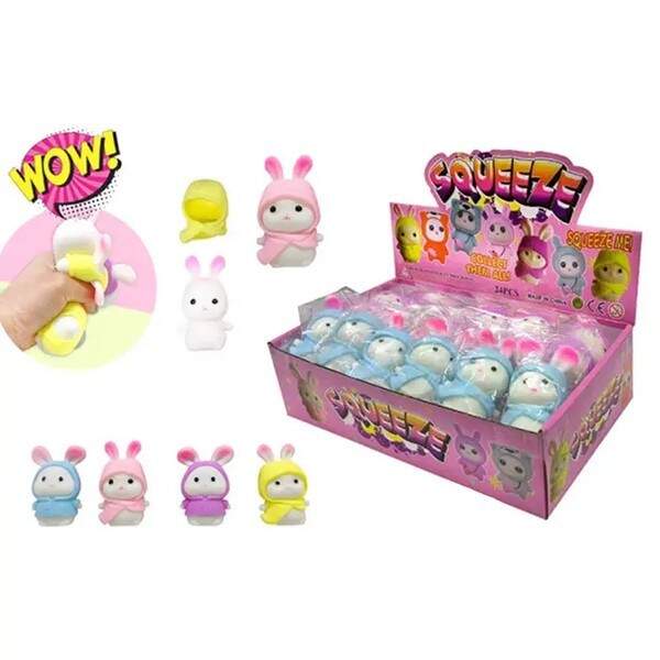 Фігурка 5991 (288шт) зайчик 7см, антистрес, борошно, пакет, 24шт(4види) в дисплеї, 26-7-16см (шт.)