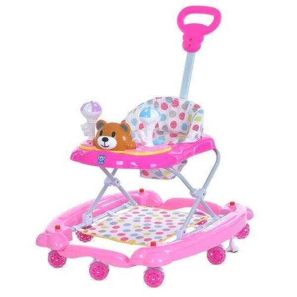 Ходунки M 3656A-S-8 (1шт) ведмедик, музика, стопор, силік.колеса 8шт, рожеві (шт.)