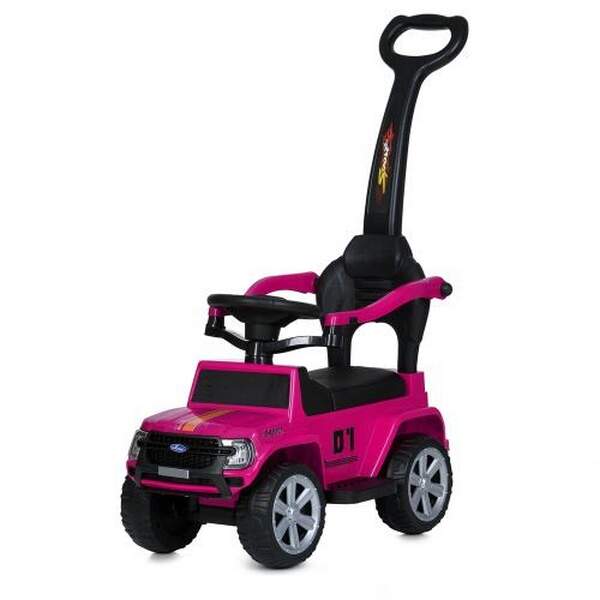 Каталка-толокар M 5804EL-8 (1шт)  2-в-1(с бітьк.ручкой), музика, шкіра, EVA, рожевий (шт.)