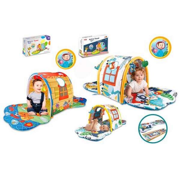 Килимок для немовляти 023-62-62D (6шт) 138-65-в53см, 2 дуги+тунель, м'які підвіски 4шт, 2 види, в ко (шт.)