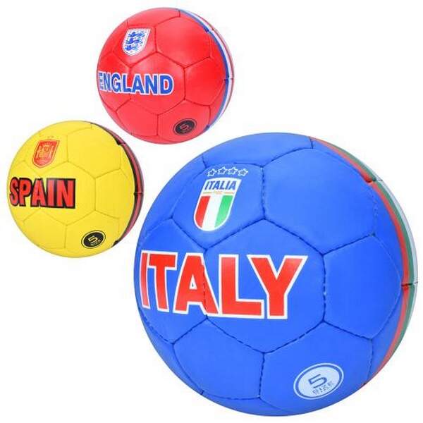 М'яч футбольний 2500-295 (30шт) розмір5,ПУ1,4мм,ручна робота, 32панелі, 400-420г, 3види(країни), в п (шт.)