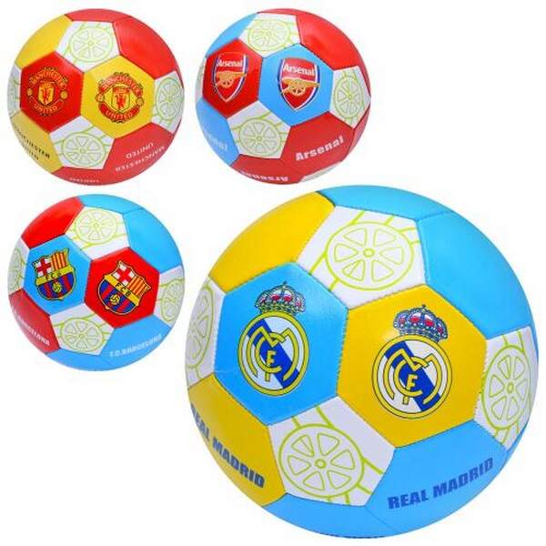 М'яч футбольний EN 3311 (30шт) розмір 5, ПВХ 1,6мм, 260-280г, 4види(клуби), у пакеті (шт.)