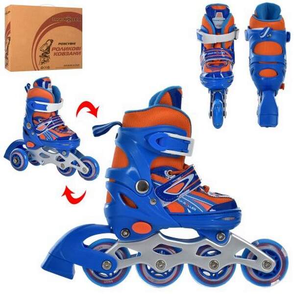 Ролики A 4146-XS-GR (27-30) (1шт) роздв, шнур + бакля, ал.рама,колПУ64мм-1св,комбо,зелений,кор.34,5- (шт.)