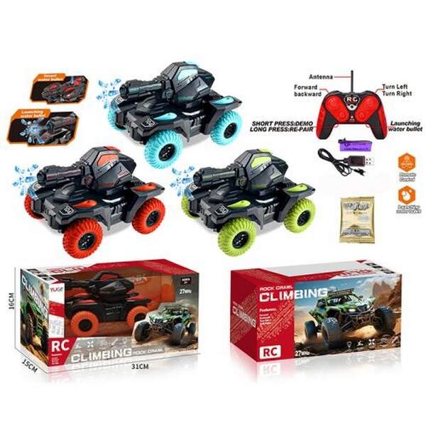 Танк 617-40 (12шт) р/к, акум, 21см, стріляє водяними кулями, гумові колеса, USBзарядне, 3 кольори, в (шт.)