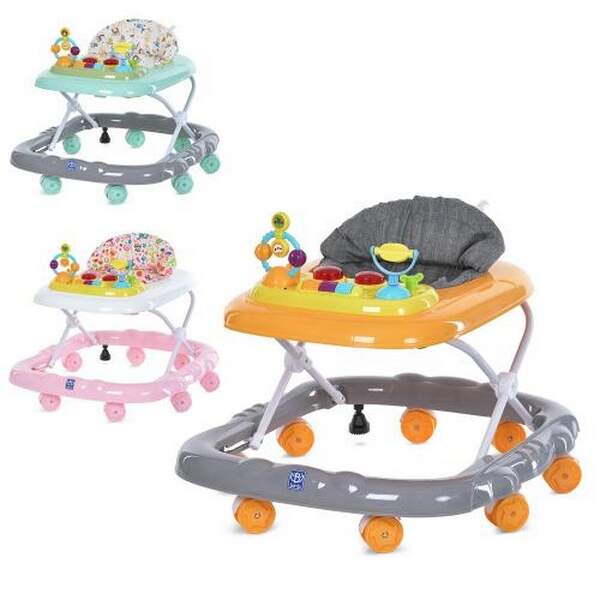 Ходунки M 5770 (6шт) муз, колеса 8шт 7см, стопор 2шт, рег.висота, 3коліри, на бат-ці(біло-рожев,жовт (шт.)