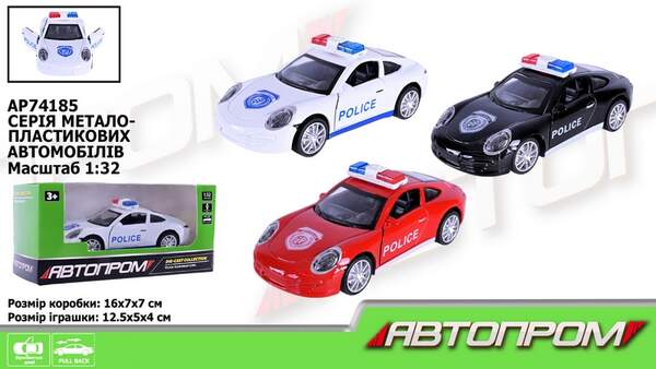 Машина мет. АВТОПРОМ арт. AP74185 (48шт/2) 1:32,3 кольори, відкр.двері,короб.16*7*7см (шт.)