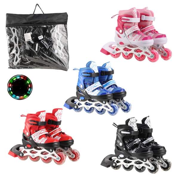 Ролики арт. RL2502 (6шт)   колеса PVC розмір M (34-37),4 кольори в сумці (шт.)