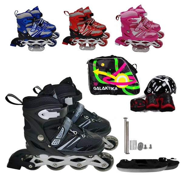 Ролики RS-0038 S (31-34) набір PU кол.світ,розсувні,напівм'як.носок,алюм.осн,ABEC-7 4кол.сумка /4/ (шт.)