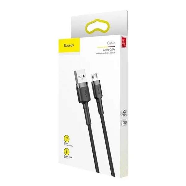 Кабель Baseus cafule cable  USB for micro 2.4a 1m  Grey +Black (CAMKLF-BG1) (шт.)