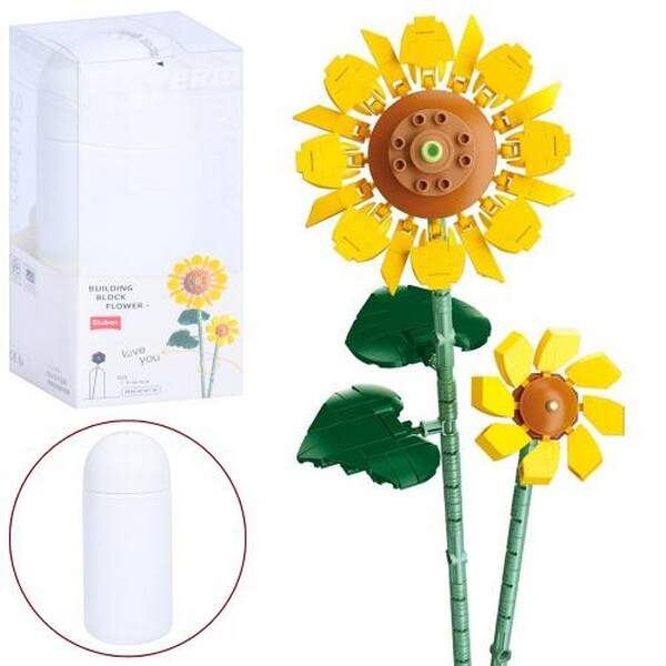 Конструктор SLUBAN M38-B1101-10 (32шт) квіти (соняшник), 42,9см, колба, в кор-ці/слюда, 9,5-22-9,5см (шт.)