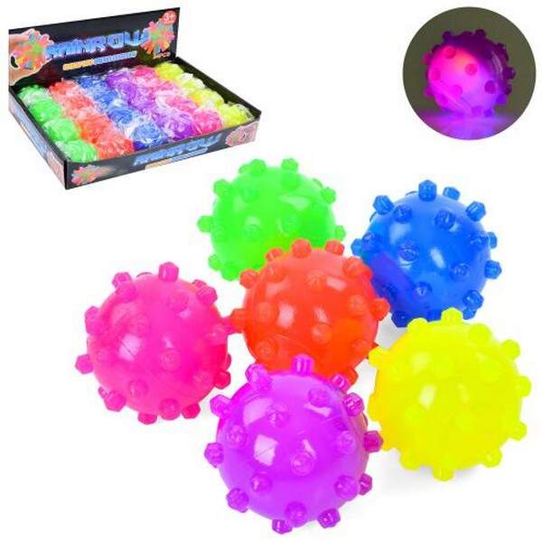 М'яч масажний MS 3999-1 (288шт) 5см, світло, у пакеті, бат(табл), 24шт(6кольорів) в дисплеї, 28-18-5 (шт.)
