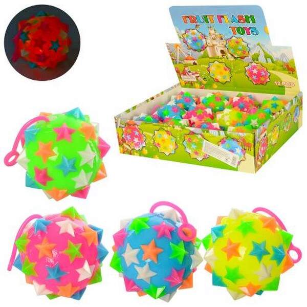 М'яч дитячий MS 1905 (144шт) 9см,світло,довга ручка,пискавка,бат(табл),12шт (4 кольор) в дисплеї, 34 (шт.)