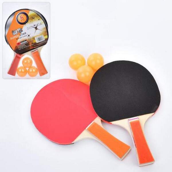 Ракетка MS 4183 (50шт) ракетка - 2шт, ручка набірна, кульки - 3шт 40мм, у блістері, 29-18-3см (шт.)