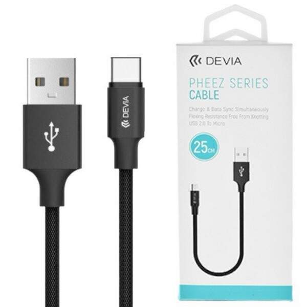 USB DEVIA Pheez Series Micro(5V 2.4A,25cm) Black (шт.)