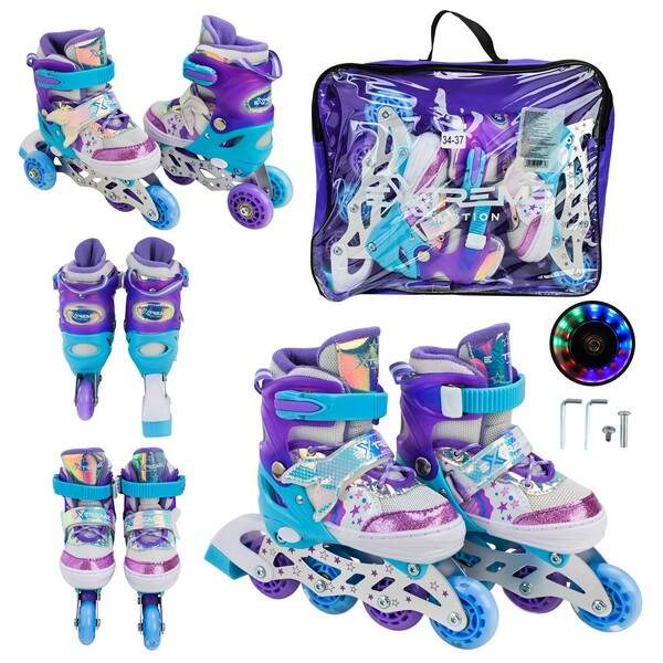 Роликові ковзани арт. RL25434 (6шт)  розмір M (34-37) колеса PU 1 світло (шт.)