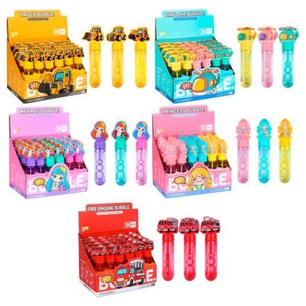 Мильні бульбашки 2231-2-3-5-7 (216шт) 5 видів дисплеїв (будтехніка,вертоліт,русалка,принцеса,пожежна (шт.)