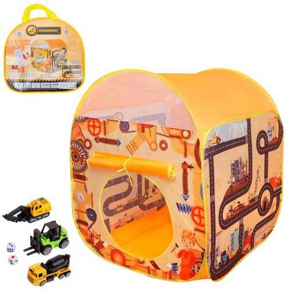 Намет MR 1113 (12шт) будиночок, 80-80-в98см, 1вхід, машинки(метал) 3шт, кубики, в сумці, 35-33-5см (шт.)