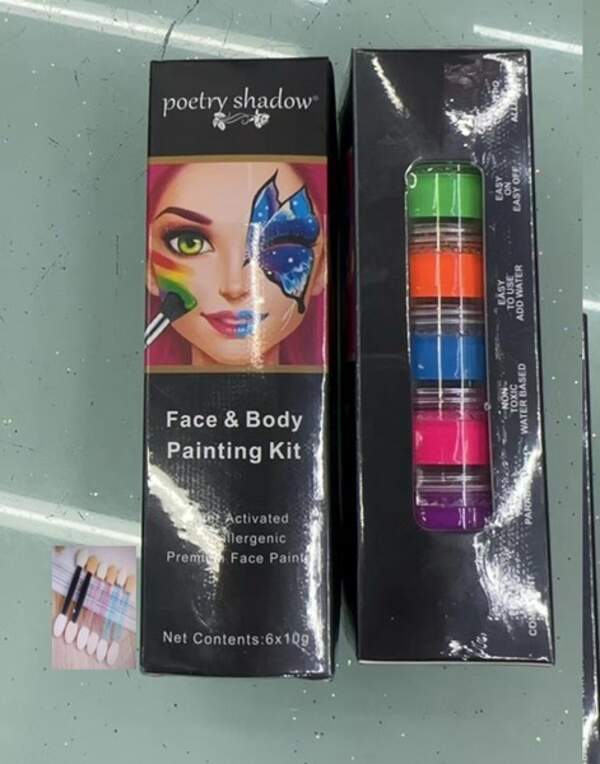 Аквагрим арт. CN-113 (50шт) 6 кольорів, баночки по 10 гр+ кісточка для макіяжу короб. 15см (шт.)