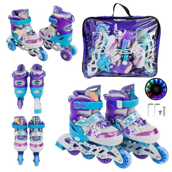 Роликові ковзани арт. RL25433 (6шт)  розмір S (30-33) колеса PU 1 світло у сумці 38*7*31 см (шт.)