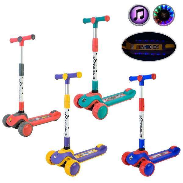 Самокат дитячий 3-х коліс  арт. SC812 (8шт)  4 кольори, 2 колеса, PU світло, заднє пластик,складний (шт.)