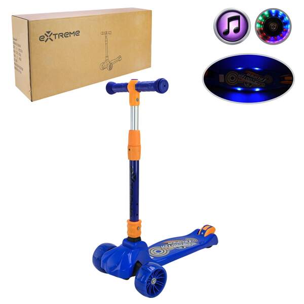Самокат дитячий 3-х коліс арт. SC814  (1шт) БЛАКИТНИЙ,3 колеса,PU світло, заднє пластик,складний кор (шт.)