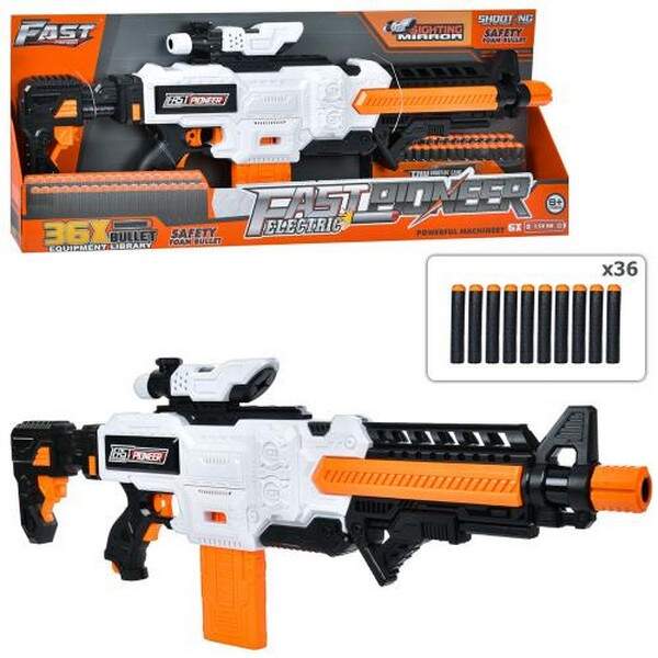 Автомат BIG513 (8шт) 79см, м'які кулі 36шт, прицел, на бат-ці, в кор-ці, 82-32-7см (шт.)